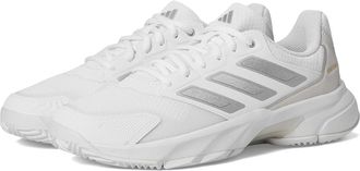 adidas Courtjam Control 3 Tennis Shoe Womens Tennis Shoes White/Silver Metallic/Grey : 5.5 M, Faux Leather/Textile