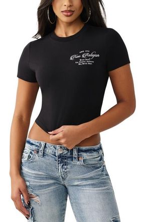 True Religion Crystal Buddha Baby T-Shirt in Jet Black at Nordstrom, Size Xx-Large