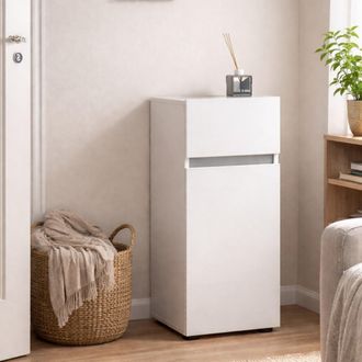 Dmora Armario Multiuso 1 Puerta Sylvain, Un Estante, Hecho En Italia, 34x81h Cm Blanco Brillante