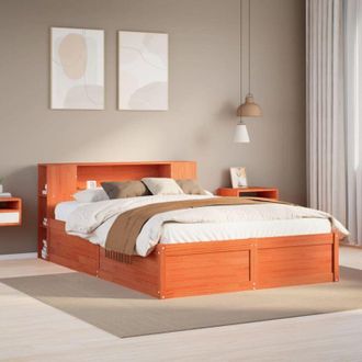 vidaXL Vidaxl - Cama Sin Colch&oacute;n Madera Maciza Pino Marr&oacute;n Cera 150x200 Cm