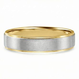 Pompeii3 Mens Brushed Two Tone Wedding Band 14k Gold Ring