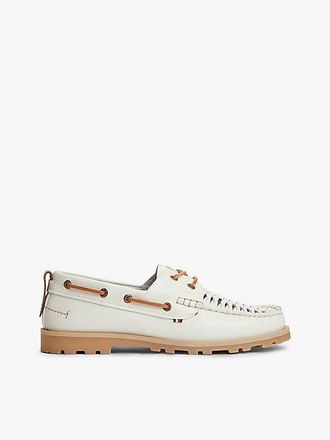 Tommy Hilfiger Leather Braided Boat Shoes