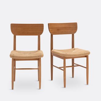 La Redoute Interieurs Set van 2 stoelen in massief eik en vlechtwerk, Andre
