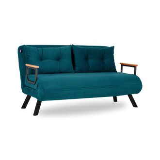 Dmora Sof&aacute; Cama 2 Plazas Calvin, Contenedor, Reclinable, Brazos, 133x78 Cm Verde Agua