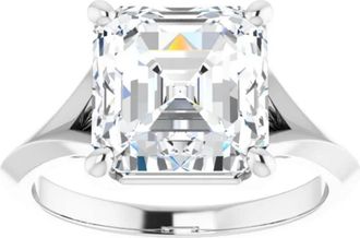 Pompeii3 4Ct Moissanite Asscher Cut Engagement Solitaire Ring 14k White or Yellow Gold