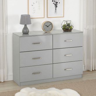 Seconique Dakotia 6 Drawer Chest in Light Grey