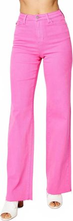 Judy Blue Elle Garment Dyed Flare Jeans In Hot Pink