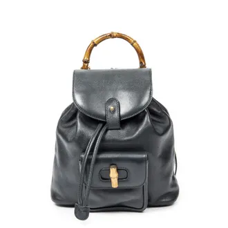 Gucci Pre-owned Womens Mini Bamboo Backpack - Blue/Navy - One Size