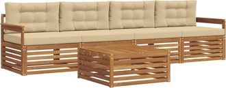 vidaXL Conjunto De Sof&aacute;s De Exterior 5 Uds. Natural Y Beige Vidaxl