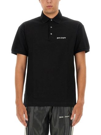 Palm Angels Logo-Embroidered Cotton Polo Shirt - Black