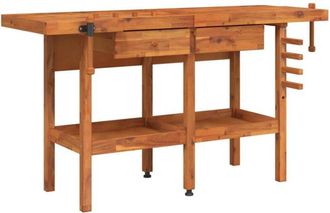 vidaXL Vidaxl - Banco Lavoro Cassetti e Morse 162x62x83cm Legno Massello Acacia