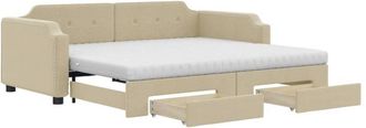vidaXL Vidaxl - Sof&aacute; Cama Nido Con Cajones Tela Color Crema 100x200 Cm