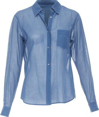 Jil Sander 2011 Raf Simons blue cotton sheer patch pocket shirt FR36 S