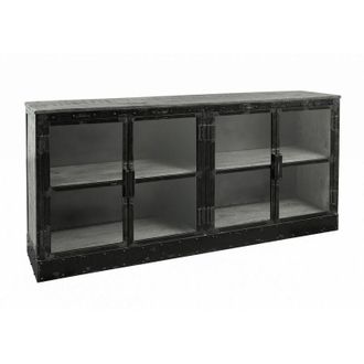 Massivmoebel24 Credenza in legno di Mango 180x40x90 grigio scuro laccato heavy industry 152
