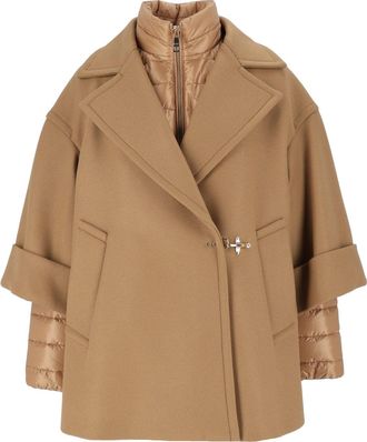 Fay Double Detachable Striped Quilted Layer Cape