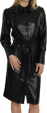 Dolce Cabo Vegan Leather Mid Length Dress In Black