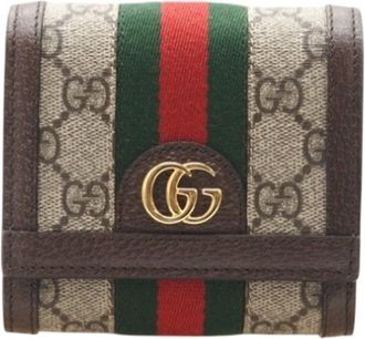 Gucci Beige Brown Coated Canvas Wallet (Bi-Fold) (Pre-Owned)