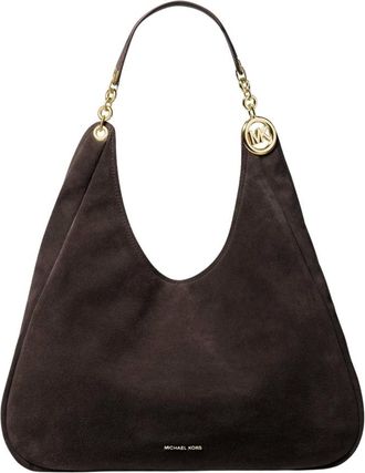 Michael Kors Tassen, Dames, Bruin, ONE Size, Su&egrave;de, Ellie Grote Schoudertas met Drie Compartimenten