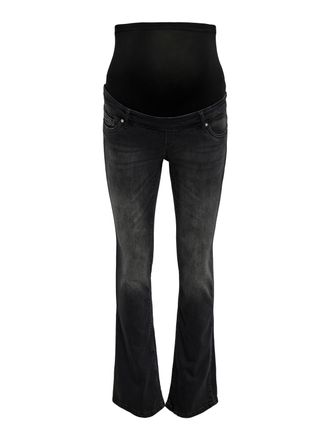 Only Bootcut-Jeans ONLY MATERNITY OLMBLUSH MID WAIST FLARED DNM BOX NOOS, Damen, Gr. XXL (44), L&auml;nge 32, schwarz (washed schwarz), Denim/Jeans, Obermateria