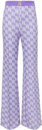 Elisabetta Franchi Palazzo Broek - Dames - Wijde Broeken - Paars - L - Polyester - Broeken