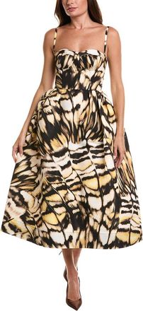 Oscar De La Renta Oscar De La Renta Sleeveless Bustier Detail Butterfly Silk-Lined Midi Dress