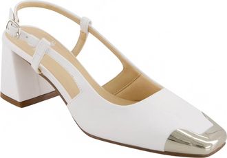 Andrea Womens Slingback Square Toe Heels In White