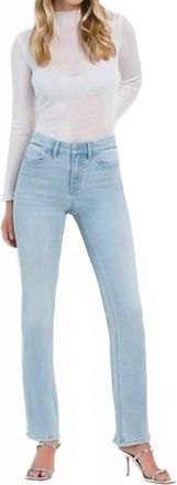 Flying Monkey Well Connected High Rise Distressed Hem Bootcut Jeans In Light Wash