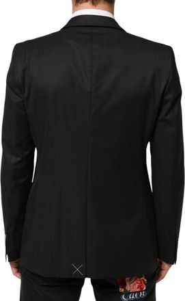 Dolce & Gabbana Black Single Breasted Men Coat Martini Blazer Virgin Wool Clothing