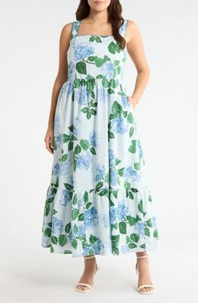Sugarlips Mirla Floral Print Sleeveless Midi Dress in Blue-Green-Mul at Nordstrom, Size 1 X