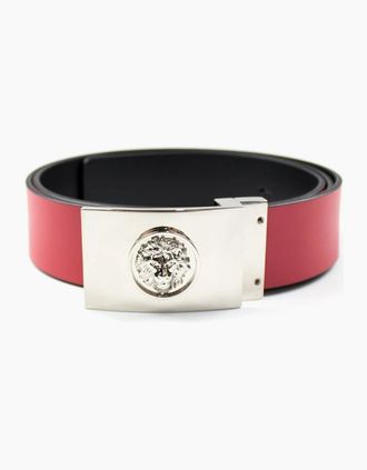 Versus Mens Versace Versus Rectangle Logo Reversible Belt Black/Red - Size: 85CM