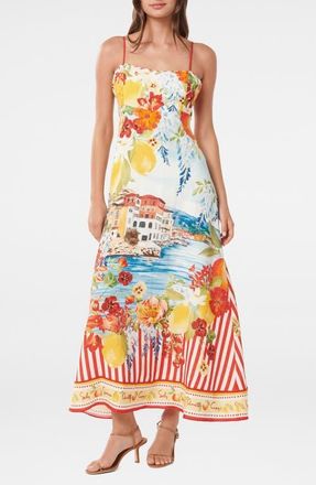 Ever New Sicilia Printed Midi Dress in Tropea Postcard at Nordstrom, Size 10