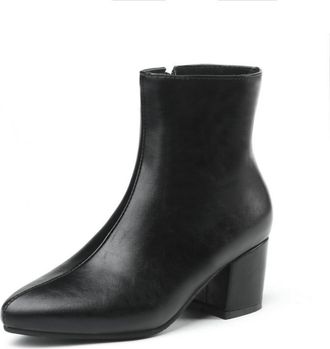 Generic Womens Ankle Boots with Pointed Toe & Chunky Heel - Metallic Finish, for Comfortable Everyday Wear and Fashion Events,Black,1.5 UK