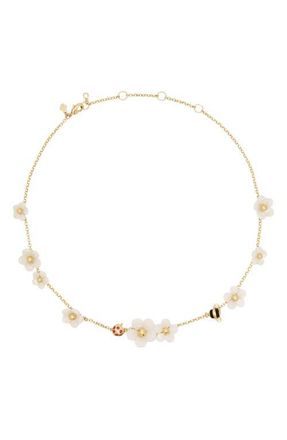 Kate Spade New York summer daze pav&eacute; crystal bug & flower scatter necklace in White at Nordstrom