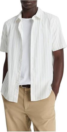 Vince Chatsworth Stripe Short Sleeve Shirt Mens Clothing Natural Combo : SM, Cotton