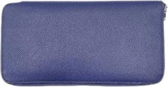 Herm&egrave;s Pre-owned Azap Silk-in Long Wallet - Dames - Vintage Accessoires - Blauw - ONE Size - Leer - Vintage