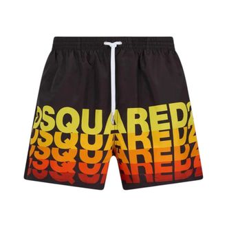 Dsquared2 Beachwear, male, Black, Size: 2XL Shorts Mare Logo Layered