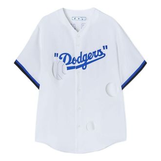 Off-white x New Era x MLB Tripartite Crossover T-Shirt White Blue OMGA207G21FAB0056145