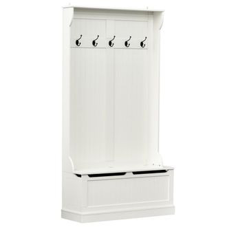 HOMCOM Perchero con banco 96x34x179,7cm crema