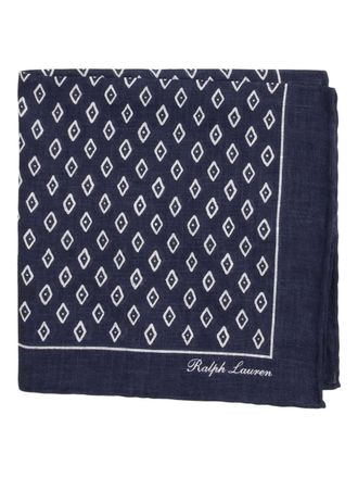 Ralph Lauren Purple Label art deco print neckerchief - men - Linen/Flax - One Size - Blue
