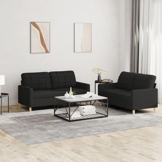 vidaXL Vidaxl - Juego De Sof&aacute;s Con Cojines 2 Piezas Tela Negro