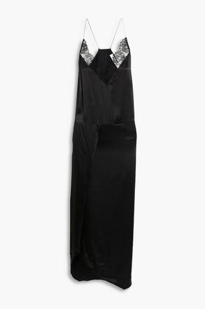 Iro Bedira lace-trimmed silk-satin midi slip dress - Black - FR 38