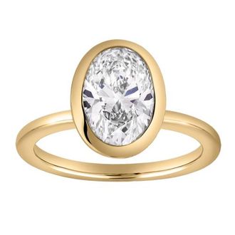 LuvMyJewelry Veradis 14K Gold 3.00 Ct Oval Lab Grown Diamond Engagement Ring in 14K Yellow Gold at Nordstrom, Size 7