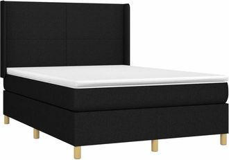 vidaXL Vidaxl - Cama Box Spring Colch&oacute;n Y Luces Led Tela Negro 140x190 Cm