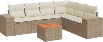vidaXL Vidaxl - Set Sof&aacute;s De Jard&iacute;n 7 Piezas Y Cojines Rat&aacute;n Sint&eacute;tico Beige