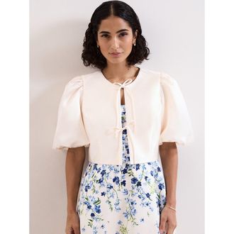 Phase Eight Paulina Cropped Puff-Sleeve Jacket in Cream at Nordstrom, Size 14