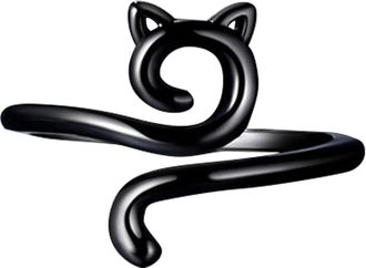 Generic Mens Stainless Steel Ring Yarn Ring Cat Kitty Ears Adjustable Size Crochet Beginner Knitting Crocheting Gift Crochet Tension Regulator Tool Finger Gif