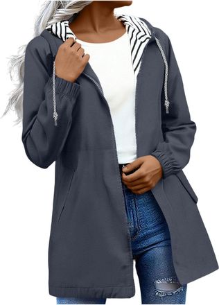 Generic Ladies Waterproof Jackets Rain Coats for Women Womens Jackets Ladies Rain Jacket Waterproof Jacket Lightweight for Women Windbreaker Coat Long Sleeve 