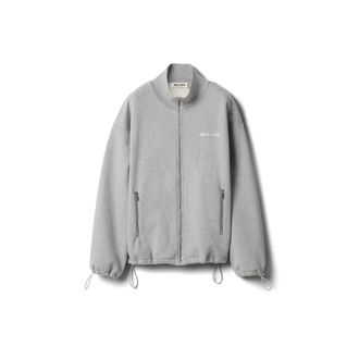 Miu Miu Cotton Fleece Zipper Sweatshirt, Woman, Grey, Size XL