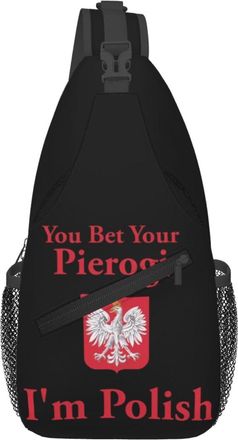 Generic You Bet Your Pierogi IM Polish Chest Bag Trendy Shoulder Bag Anti Theft Chest Backpack For Workout Shopping Outdoors