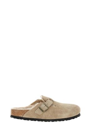 Birkenstock Taupe Boston Shearling Suede Clogs
